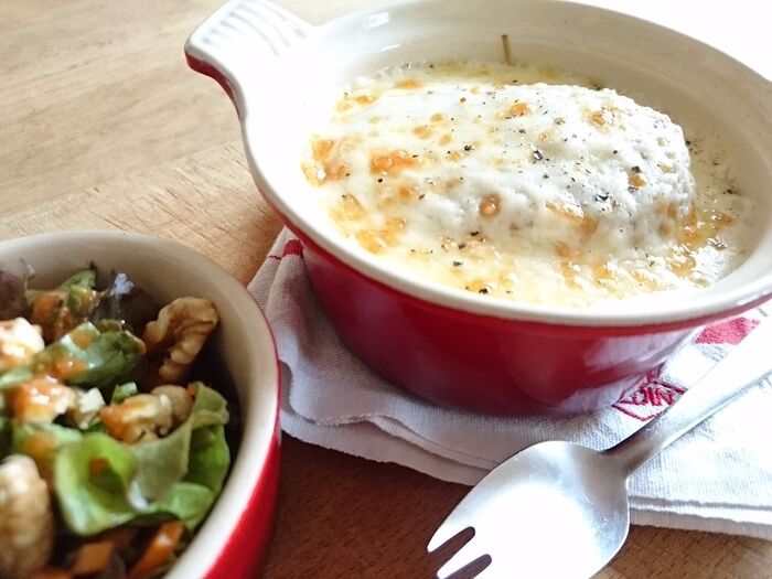 おうちカフェ♥食べてびっくりコロッケdeクリーミー鶏ごぼうドリア
