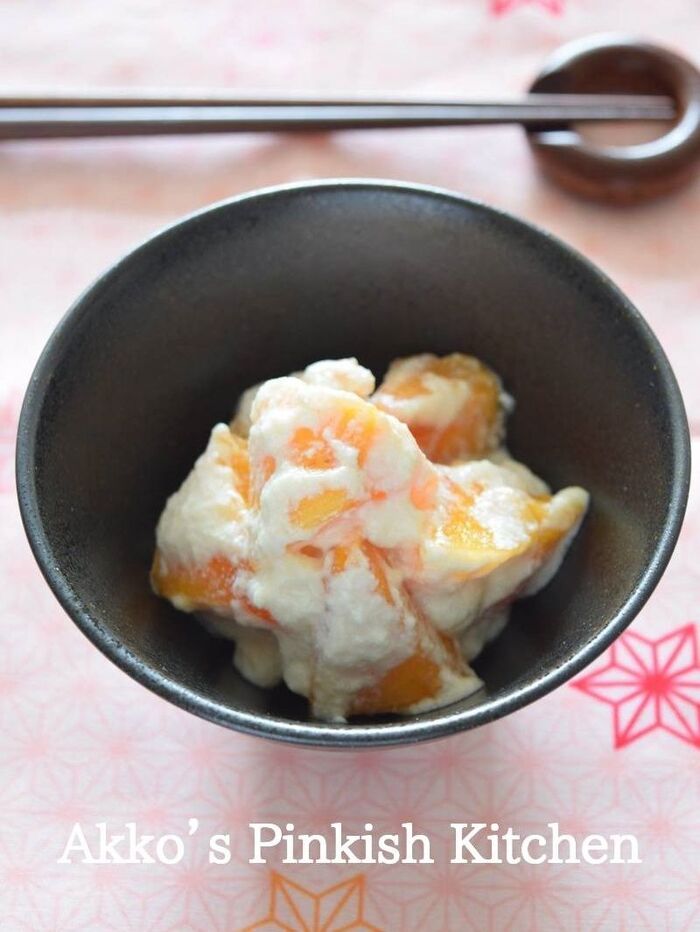 柿の白和え♡絹ごし豆腐と柿が奏でる秋のハーモニー♪