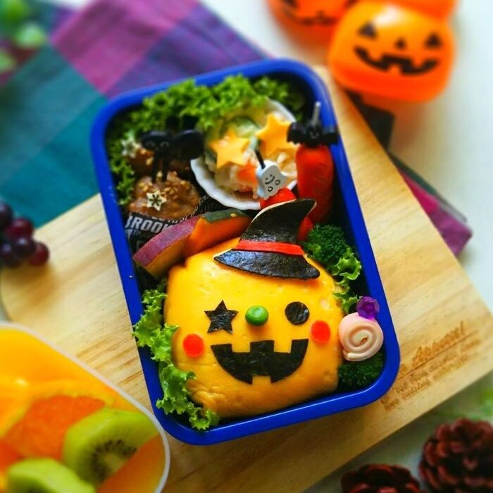 《キャラ弁》 オムライスで♡ジャックオーランタンのハロウィン弁当