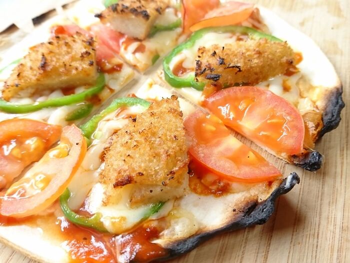 コロッケ×トルティーヤ ★魚焼きグリルで簡単ピザ★