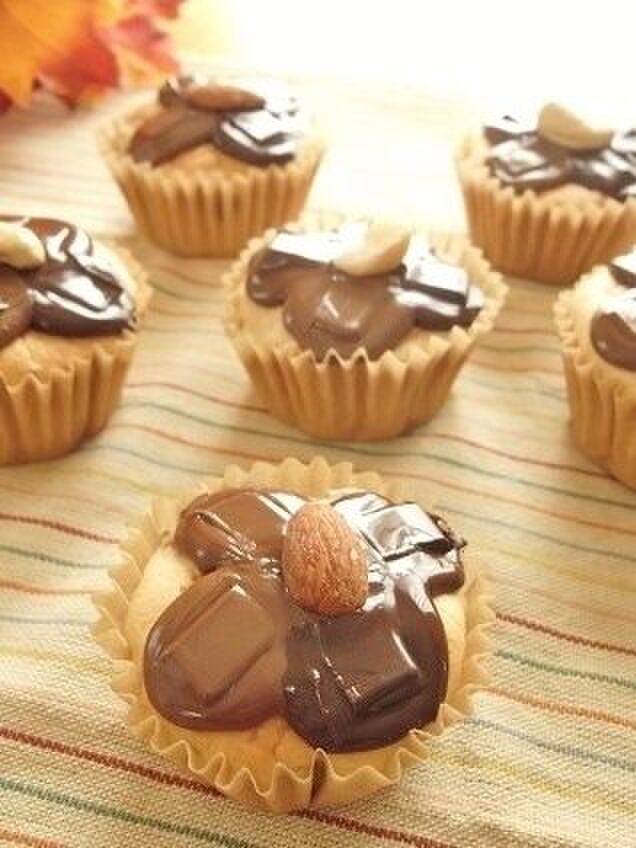4種のチョコが楽しめちゃう!ふんわりしっとり♪栗とナッツの米粉カップケーキ