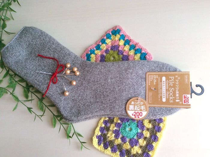 冬の必需品★ぬくぬく♡ふわふわ〜♡ダイソーのパイルソックス