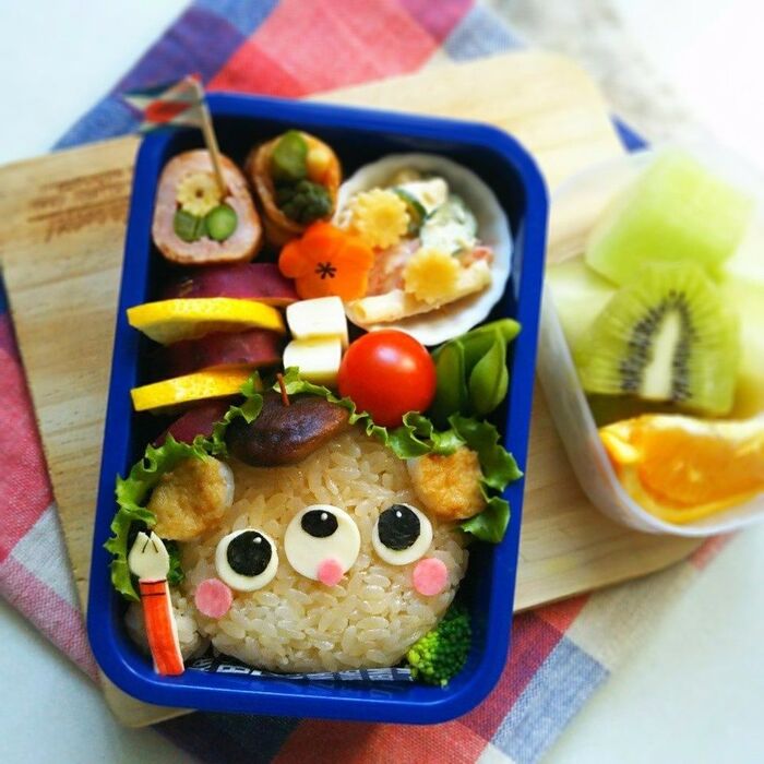 《キャラ弁》芸術の秋~ベレー帽を被ったワンコ弁当