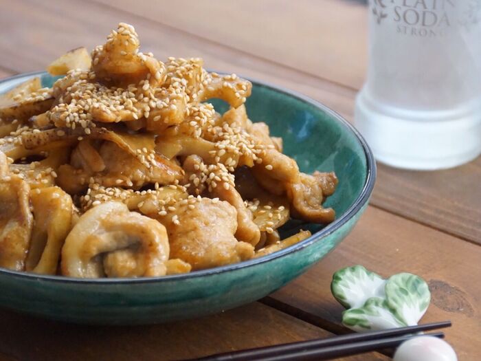 豚肉と蓮根の甘辛炒め