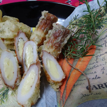 【試してみた】《一分レシピ》チーズちくわの磯部揚げ。