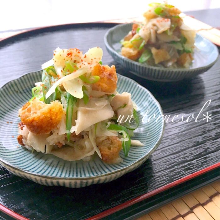 便秘解消効果にオススメ‼レンジとトースターで☆舞茸とあげのおろし和え