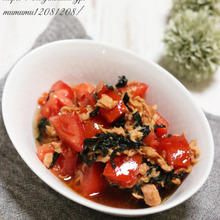 【一分レシピ】トマトとわかめの和風サラダ。