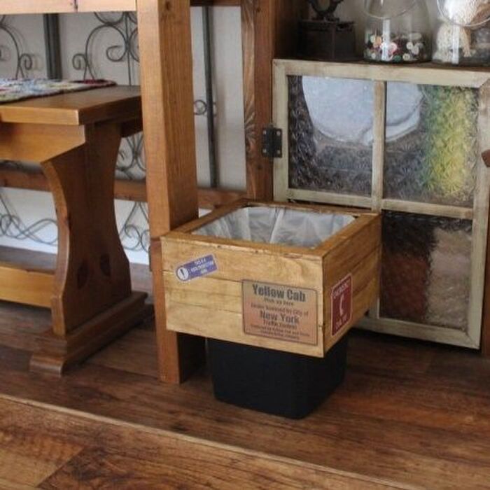 100均すのこを切って貼るだけDIY♪ゴミ箱に付けるスーパーの袋を隠すためのカバー