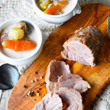 ぷるぷる茹で豚❤野菜スープ同時完成【*圧力鍋*一石二鳥*豚肉】