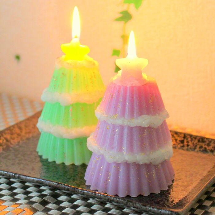 おかずカップで作るクリスマスツリーキャンドル☆