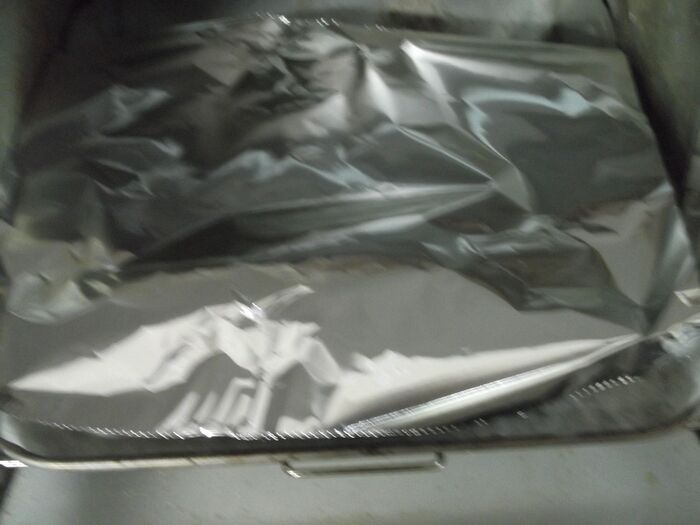 アルミホイルを被せて7~8分焼く。