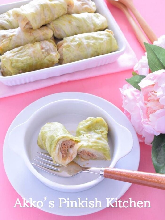 超簡単♡ミートソース缶で作るレンチン『ロールキャベツ』