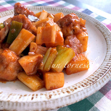 疲労回復に☆揚げずに簡単♪豚ボールと長ネギの酢豚風