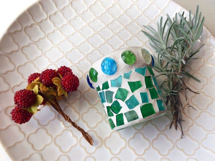 クリスマスイメージ♡モザイクキャンドルホルダー♡
