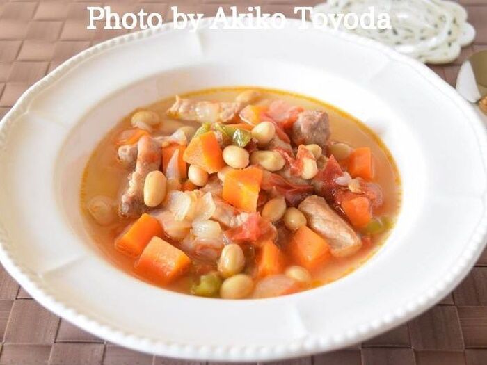 栄養満点♡ポークビーンズスープ♪(圧力鍋調理)