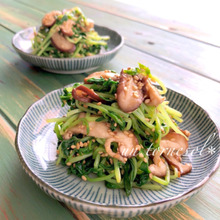 老化防止に☆たったの5分で作れちゃう♪シイタケと豆苗のごま和え