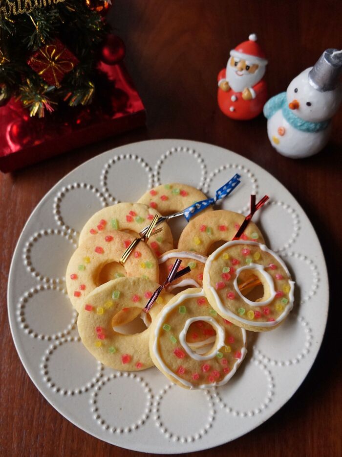 子どもと一緒に♡クリスマスのリースクッキー