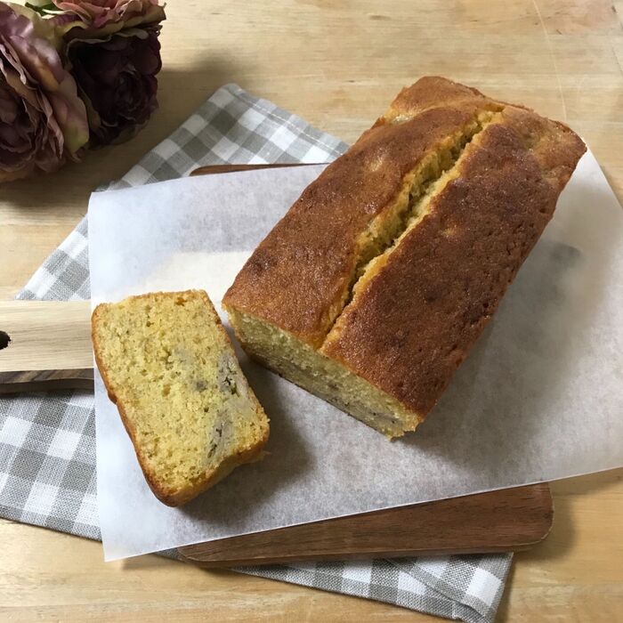共立てで簡単♪しっとり メイプルバナナのパウンドケーキ