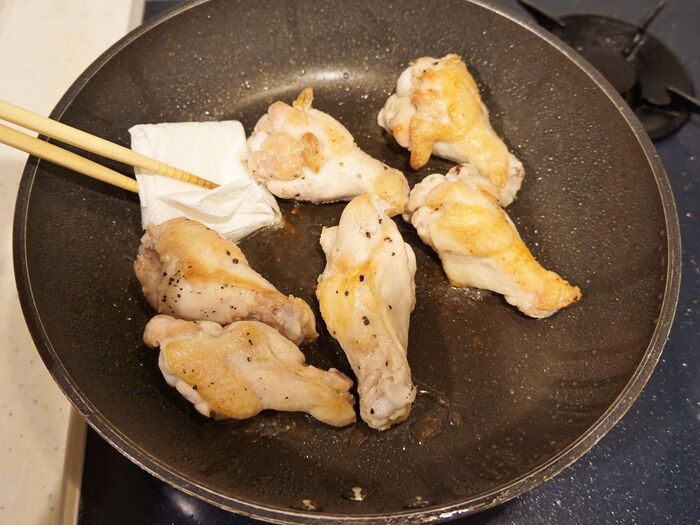 余分な油と水分をふき取ります。