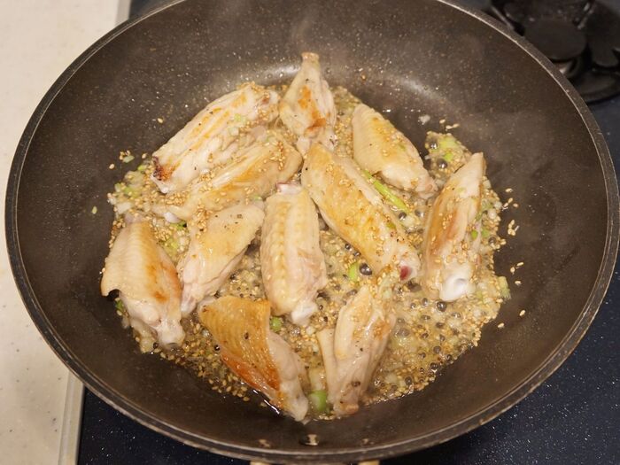 タレを絡めて完成です!