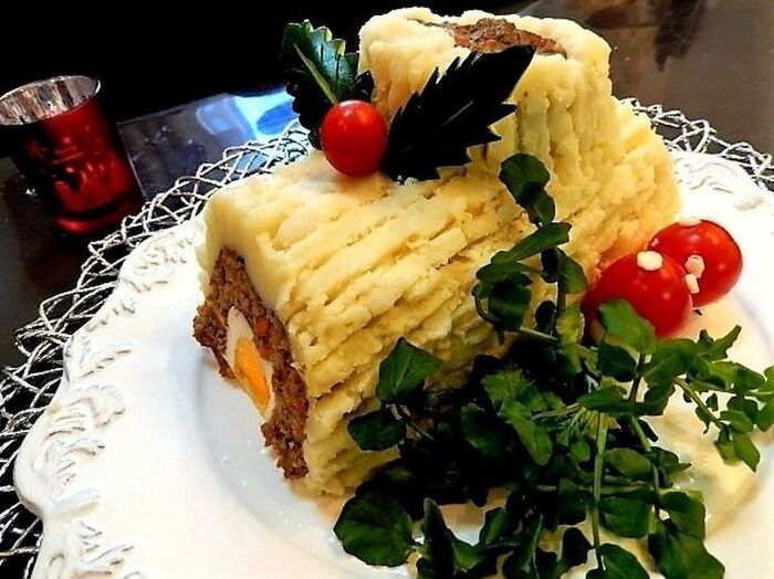 6種類の野菜入りミートローフ ブッシュ・ド・ノエル風