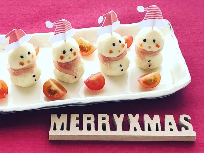 マッシュポテトで雪だるま♪