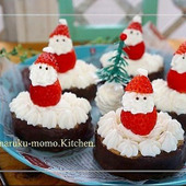 簡単!ヤマザキロールケーキでサンタのチョコケーキ♪