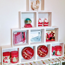 百均の升10個で!収納も出来る飾り棚ツリー。