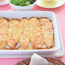 鶏のささみのチーズピカタ オーブンでカリッとアツアツ!