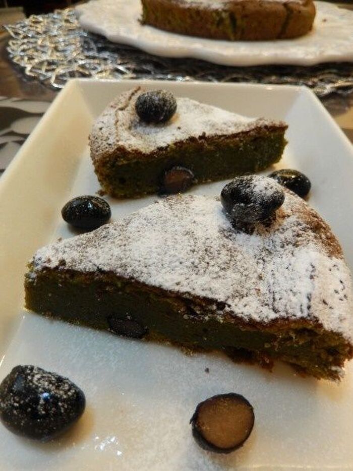 おせちの残りの黒豆で~簡単混ぜるだけの抹茶ガトーショコラ