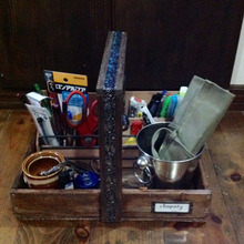 木箱xすのこx端材で文房具収納ワゴンDIY!②(オカモチ風収納トレイ)