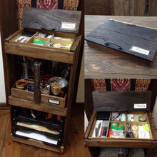 木箱xすのこx端材で文房具収納ワゴンDIY!①(折れ戸式収納箱)