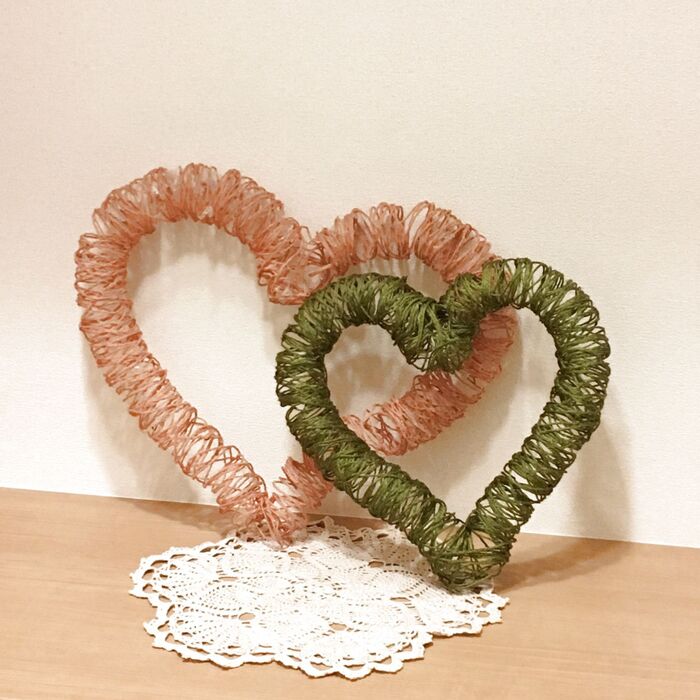 麻紐で簡単❤︎大きなハートのリース