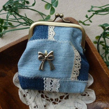 【ジーンズリメイク】新年福財布/パッチワークがま口