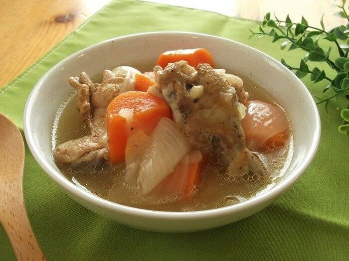 味付けこれだけ♪圧力鍋でお手軽!手羽元と根菜の柚子ポン酢スープ