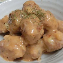 豚こまで揚げないミートボール 豆乳あんをからめて♪