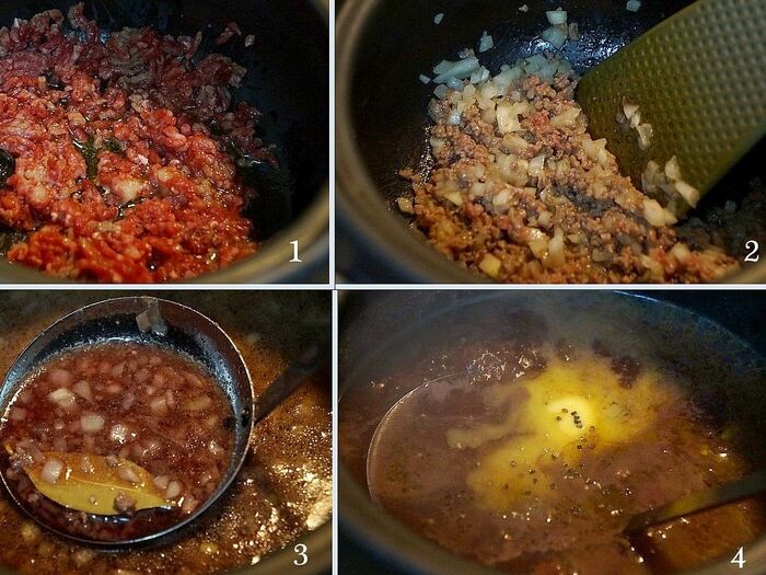 １．赤ワインスープを作る。