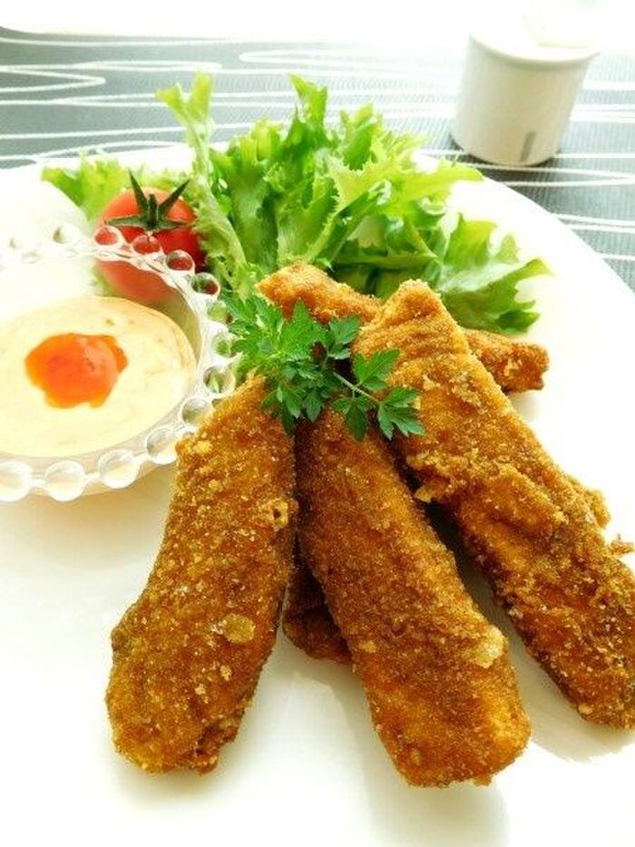 メカジキのカレーステックフライ