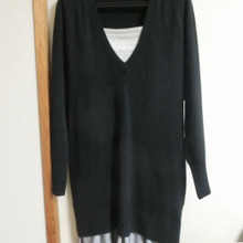 膝上丈のミニワンピにすそを付け足して膝下丈に♪