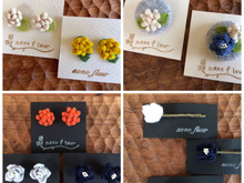 フェルトでモコモコお花のアクセサリー