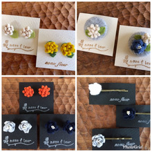 フェルトでモコモコお花のアクセサリー