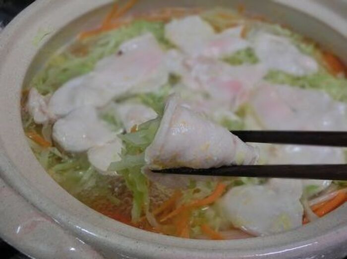 千切り野菜と極薄鶏むね肉で☆ しゃぶしゃぶ風鍋 シメはイタリアン♪