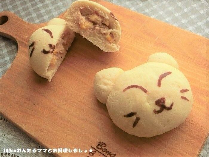 簡単ふわふわ★猫のツナコーンマヨまん