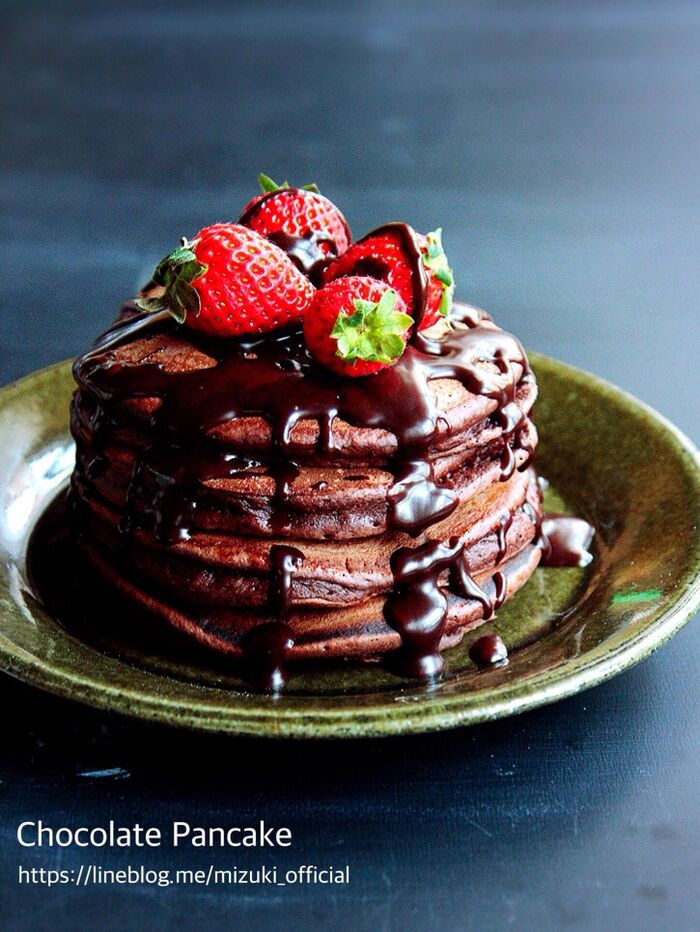 ♡ホットケーキミックス使用♡チョコレートパンケーキ♡【#バレンタイン#簡単#おやつ】