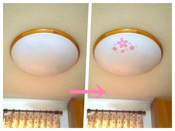 照明に花びらを(ひな飾りに合わせて)