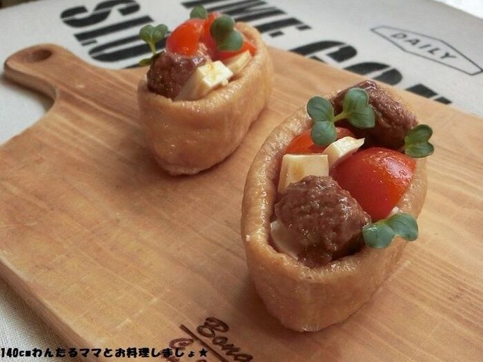 簡単★ミートボールとチーズのオープン稲荷