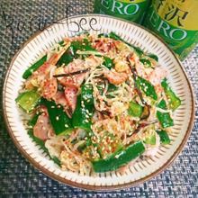 簡単激ウマ*たたきキュウリと焼豚の塩こんぶ中華サラダ