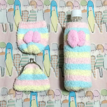 もこもこアームウォーマーで3つのポーチをハンドメイド