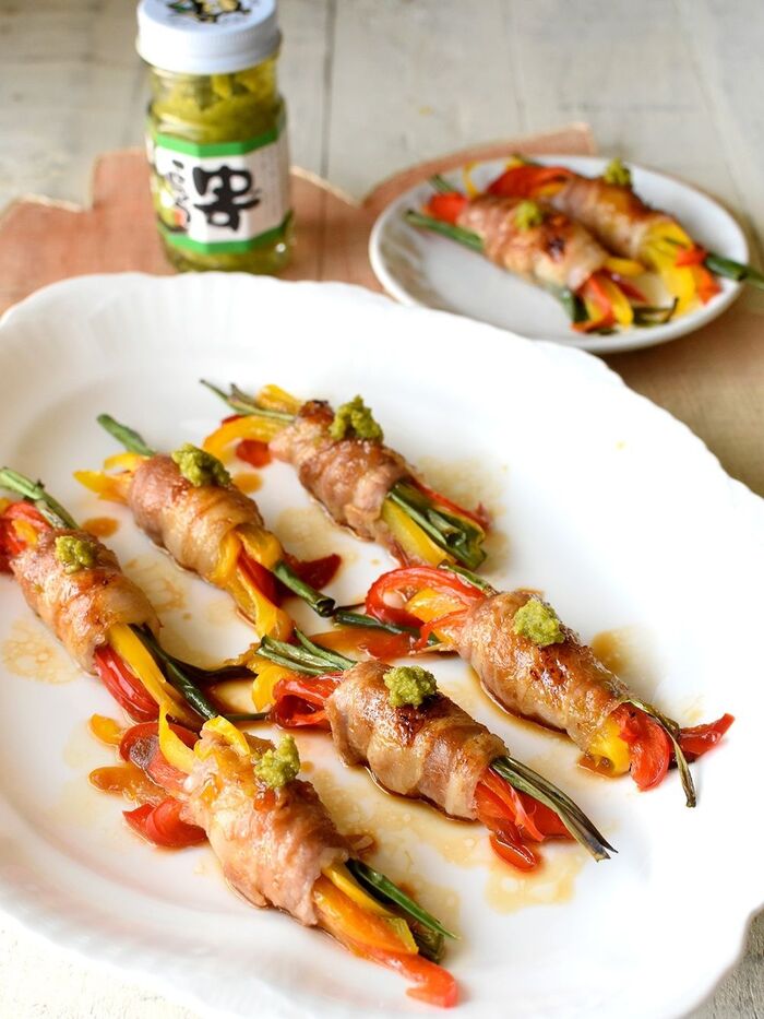 旨味じゅわん♥野菜が主役の肉巻き♥ゆずこしょう 【節約*かさ増し*トースター*簡単 】5分~10分
