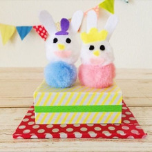 材料はすべてSeria!100均アイテムで完成のウサギお雛様